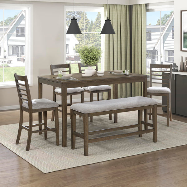 6-Piece Counter Height Dining Set with Bench