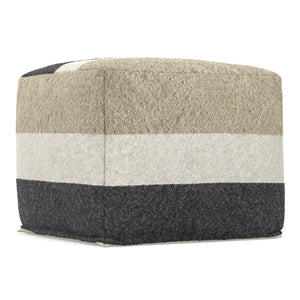 Square Pouf Ottoman 18 Inch – Multicolor Boho Footstool