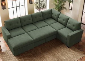 U-Shaped Sectional Sleeper Sofa with Storage Ottoman