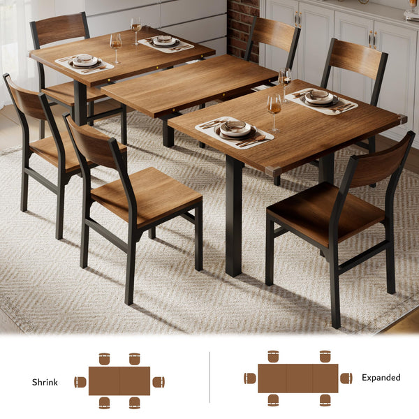 7-Piece Extendable Dining Table Set with 6 Chairs