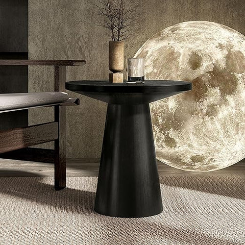 20-Inch Round End Table with Cone Pedestal Base