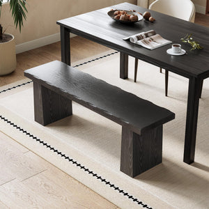 47-Inch Wooden Entryway Bench with Wavy Edge Design