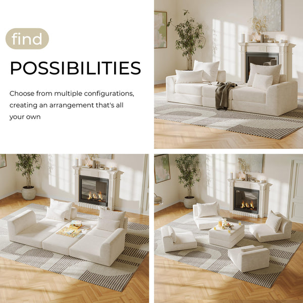 Modular Sectional Sofa with Ottoman & L-Shape Configuration