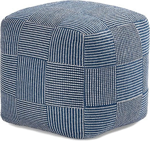 Handmade Square Pouf Ottoman | Cotton Floor Footrest & Accent Seat | 20"
