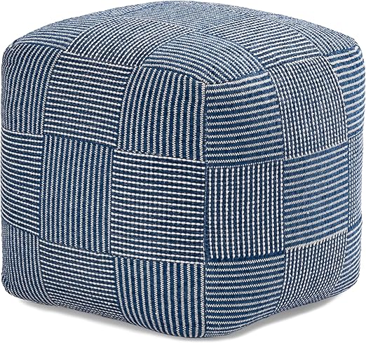 Handmade Square Pouf Ottoman | Cotton Floor Footrest & Accent Seat | 20"