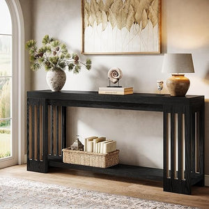 70.9" Extra Long Farmhouse Console Table with 2-Tier Storage