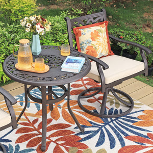 Round Cast Aluminum Outdoor Bistro Table with Umbrella Hole