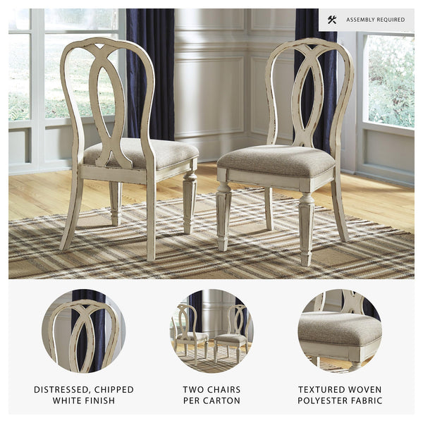French Country Ribbon Back Dining Chairs — Set of 2, Chipped White
