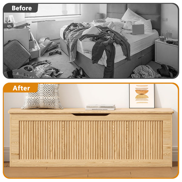 Extra Large Fluted Storage Bench with Lift Top