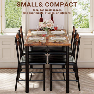 5-Piece Dining Table Set for 4 with Upholstered Chairs