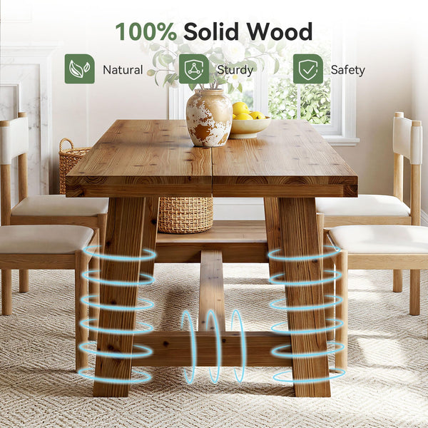 63-Inch Solid Wood Farmhouse Dining Table