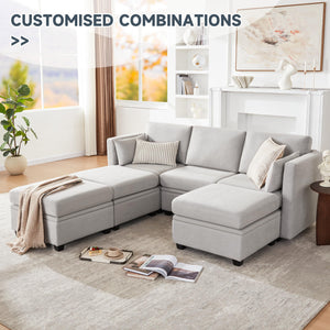 Modular Sectional Sleeper Sofa with Storage