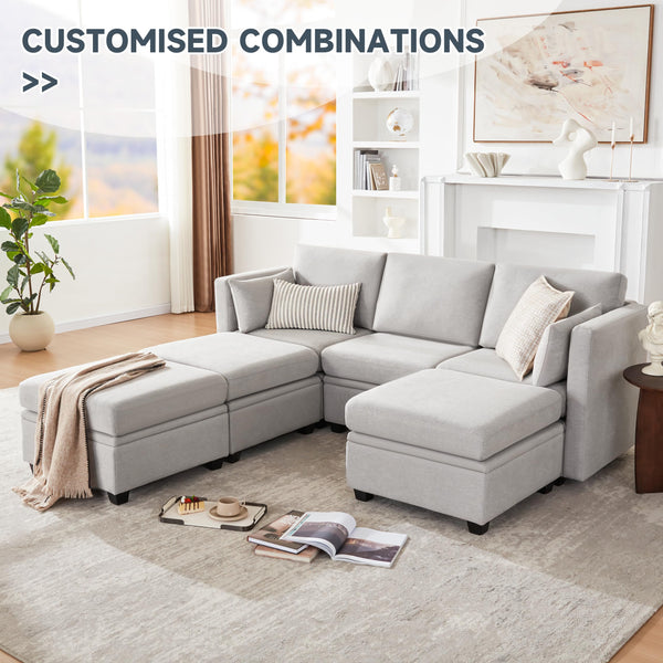 Modular Sectional Sleeper Sofa with Storage