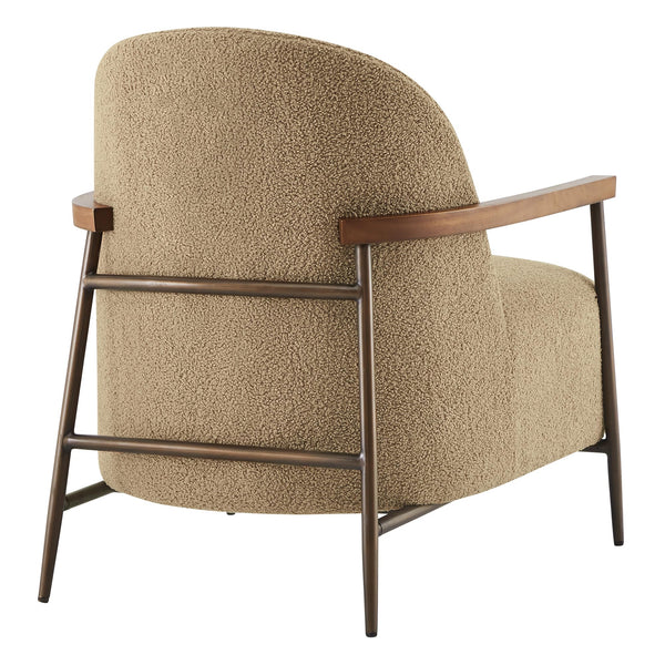 Mid-Century Modern Sherpa Armchair with Metal Frame