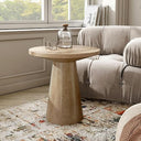 Round Pedestal End Table – Solid Rubberwood
