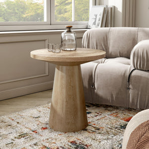 20-Inch Round End Table with Cone Pedestal Base