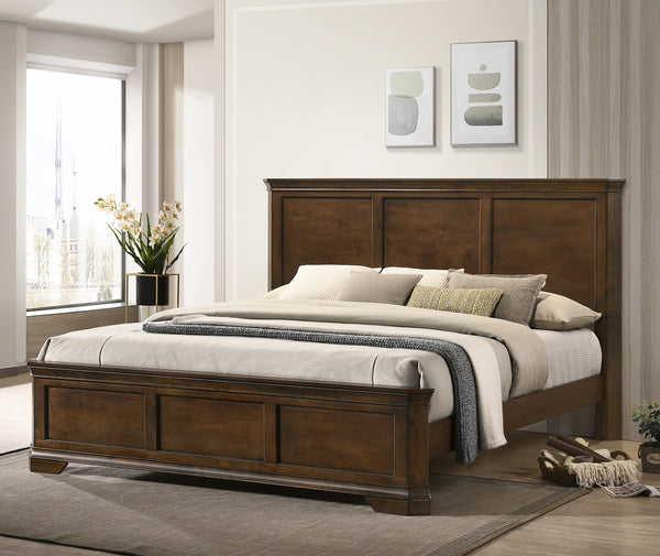 Traditional Wood Panel Bedroom Set – Antique Walnut