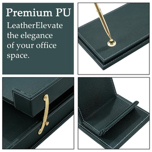 11-Piece PU Leather Desk Organizer Set