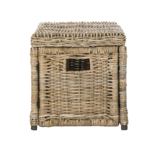 30" Wicker Storage Trunk with Removable Lid, Collapsible Rattan Chest