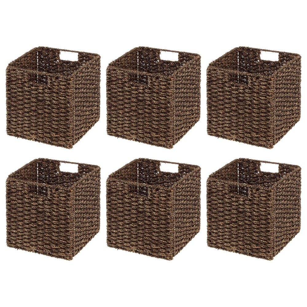 Seagrass Woven Cube Storage Baskets with Handles