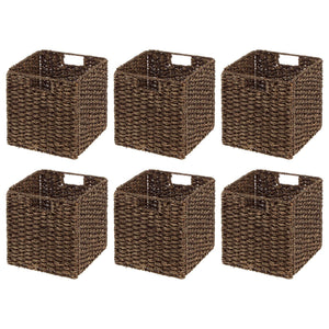 Seagrass Woven Cube Storage Baskets with Handles