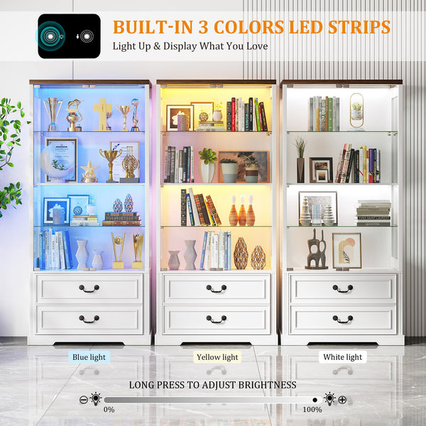 Glass Display Cabinet with LED Lights & Body Sensor