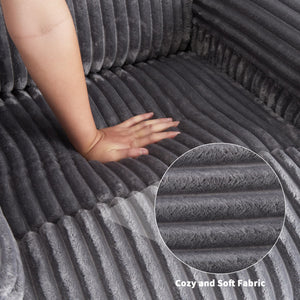 Corduroy Manual Recliner Chair with Side Pocket – Dark Gray
