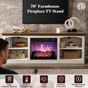 70" Fireplace TV Stand with Electric Fireplace