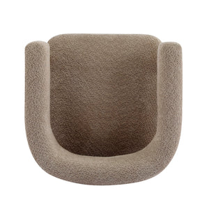 Low Profile Boucle Accent Chair with Round Backrest