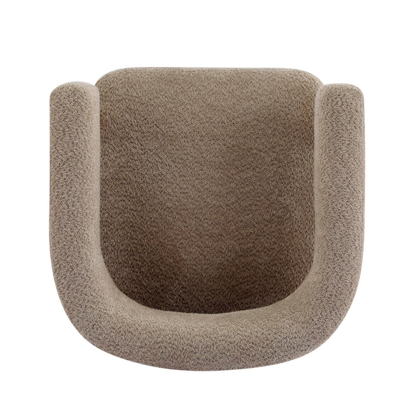 Low Profile Boucle Accent Chair with Round Backrest