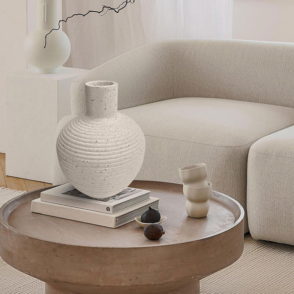 Large Rustic Floor Vase with Groove Texture