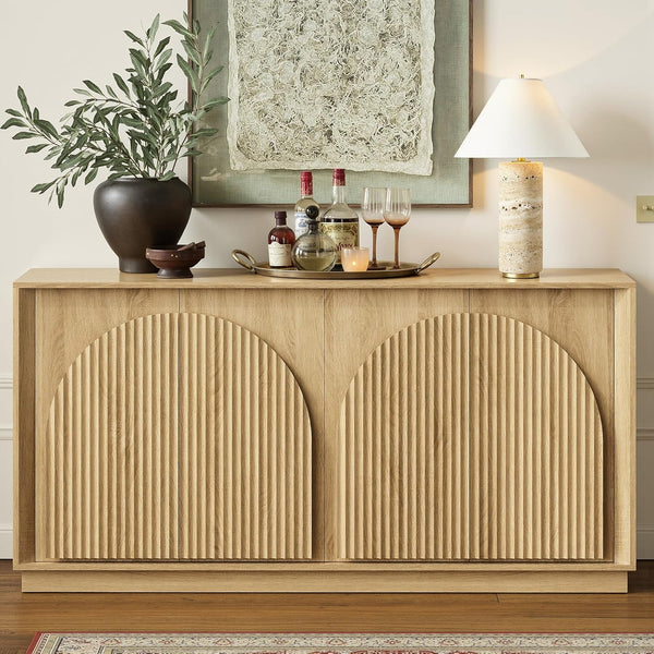 Fluted Sideboard Buffet Cabinet with Storage, 65"