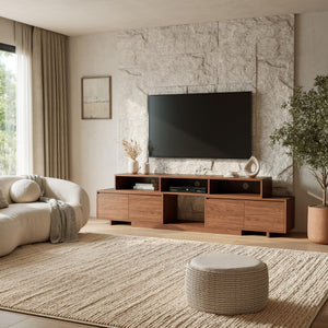 Extendable TV Stand 63"-94.5" with Storage Cabinets & Cable Management