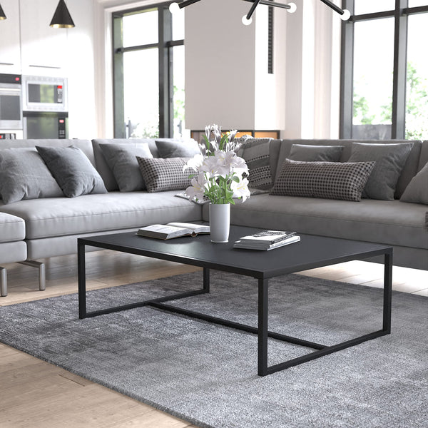 Indoor Outdoor Steel Patio Coffee Table – Black