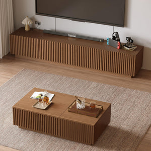 86.61" TV Stand & Lift-Top Coffee Table Set – Brown