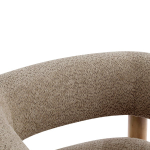 Low Profile Boucle Accent Chair with Round Backrest
