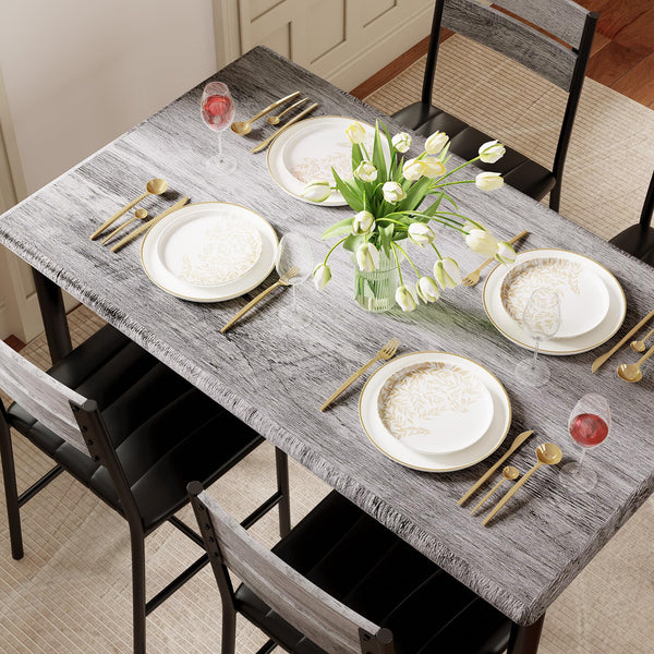 5-Piece Dining Table Set for 4 with Upholstered Chairs