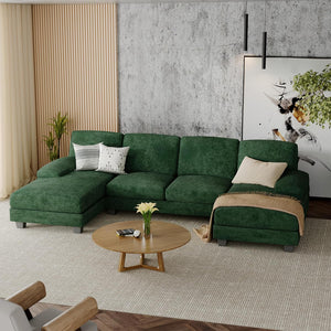 U-Shaped Sectional Sofa with Double Chaise & Memory Foam