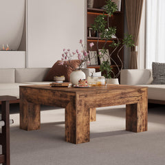 Square Farmhouse Coffee Table 35.5" Rustic Brown