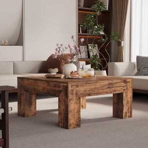 Square Farmhouse Coffee Table 35.5" Rustic Brown