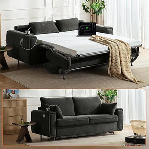Queen Sleeper Sofa Bed with USB Charging & Memory Foam Mattress
