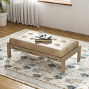 Rectangular Faux Leather Tufted Ottoman