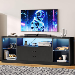 TV Stand with LED Lights & Power Outlet