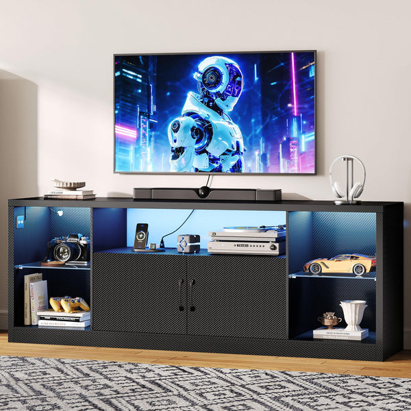 TV Stand with LED Lights & Power Outlet
