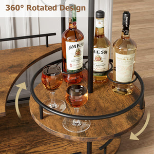 3-Tier Metal Bar Cart with Wine Rack & Glass Holder