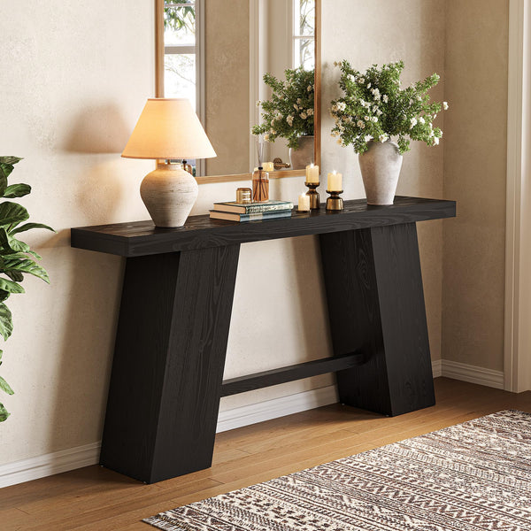 Narrow Console Table – Black MDF with A-Frame Legs, 70.87"