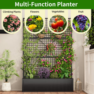 Metal Raised Garden Bed with Trellis & Privacy Screen – Outdoor Planter Box