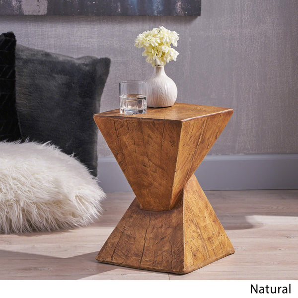 Concrete Accent Side Table – Twisted Hourglass Design