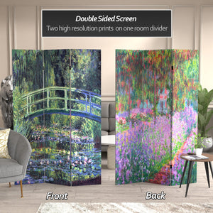 4-Panel Canvas Room Divider with Monet Art Print