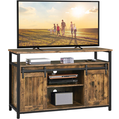 Barn Door TV Stand with Adjustable Shelves